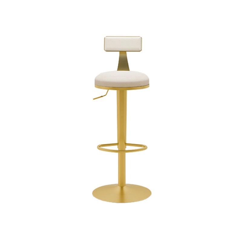 Glam Liftable Backrest Counter Stool Iron Cafe Bar Stool with Cushion and Pedal Clearhalo 'Bar Furniture' 'Bar Stools' 'bar_stools' 'furn' 'furn_bar_stools' 'Furniture' 'furniture_bar_stools' 'Kitchen & Dining Furniture' 5080234
