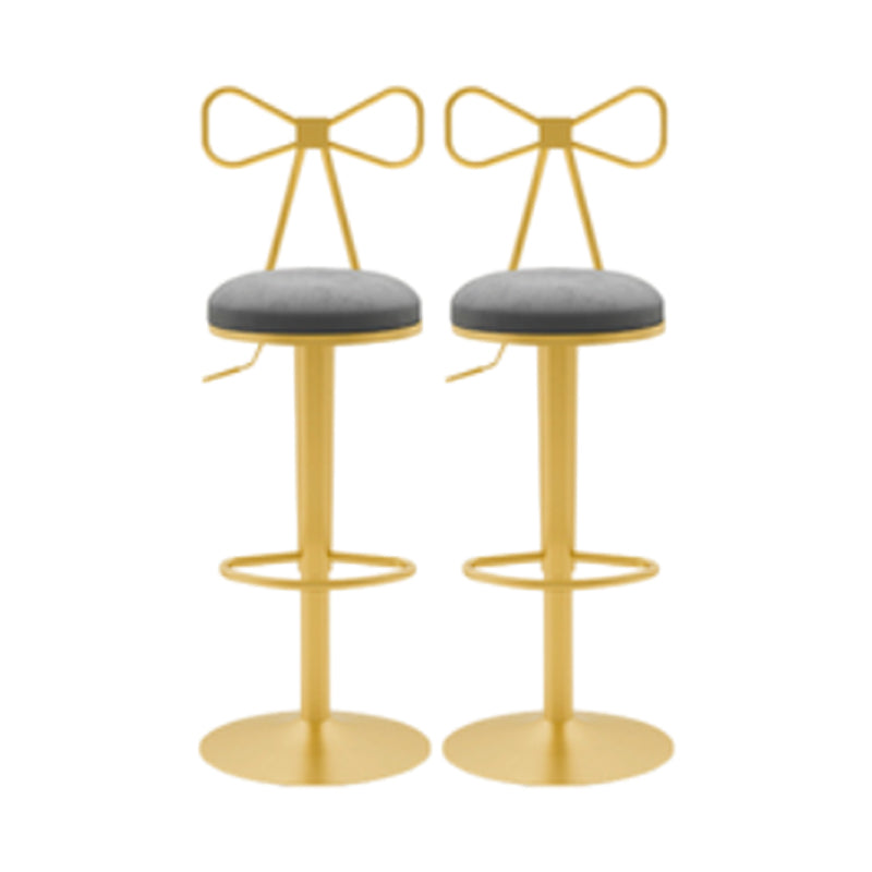 Glam Liftable Backrest Counter Stool Iron Cafe Bar Stool with Cushion and Pedal Dark Gray 2 Piece Set Clearhalo 'Bar Furniture' 'Bar Stools' 'bar_stools' 'furn' 'furn_bar_stools' 'Furniture' 'furniture_bar_stools' 'Kitchen & Dining Furniture' 5080235