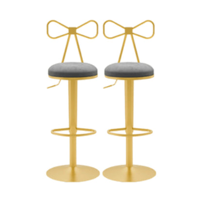 Glam Liftable Backrest Counter Stool Iron Cafe Bar Stool with Cushion and Pedal Dark Gray 2 Piece Set Clearhalo 'Bar Furniture' 'Bar Stools' 'bar_stools' 'furn' 'furn_bar_stools' 'Furniture' 'furniture_bar_stools' 'Kitchen & Dining Furniture' 5080235