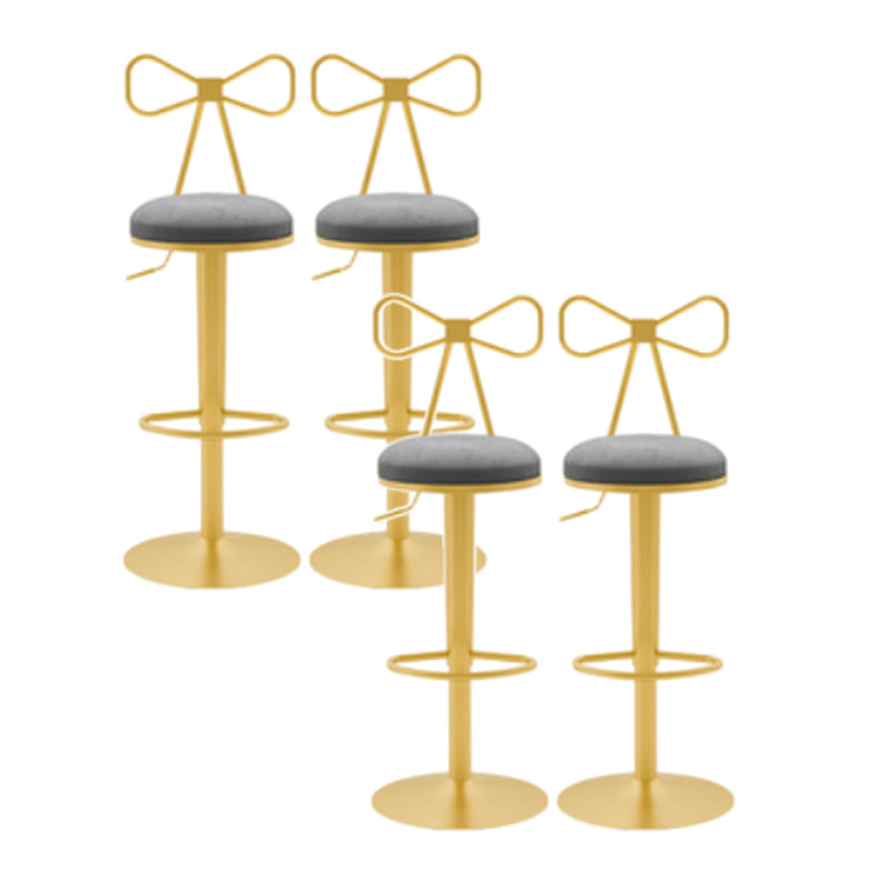 Glam Liftable Backrest Counter Stool Iron Cafe Bar Stool with Cushion and Pedal Dark Gray 4 Piece Set Clearhalo 'Bar Furniture' 'Bar Stools' 'bar_stools' 'furn' 'furn_bar_stools' 'Furniture' 'furniture_bar_stools' 'Kitchen & Dining Furniture' 5080237