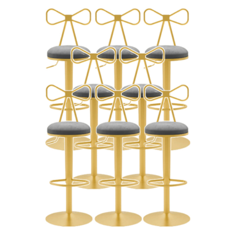 Glam Liftable Backrest Counter Stool Iron Cafe Bar Stool with Cushion and Pedal Dark Gray 8 Piece Set Clearhalo 'Bar Furniture' 'Bar Stools' 'bar_stools' 'furn' 'furn_bar_stools' 'Furniture' 'furniture_bar_stools' 'Kitchen & Dining Furniture' 5080240