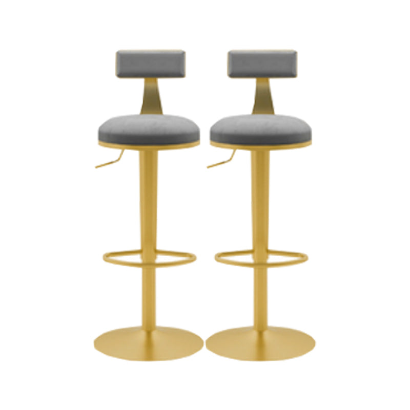 Glam Liftable Backrest Counter Stool Iron Cafe Bar Stool with Cushion and Pedal Light Gray 2 Piece Set Clearhalo 'Bar Furniture' 'Bar Stools' 'bar_stools' 'furn' 'furn_bar_stools' 'Furniture' 'furniture_bar_stools' 'Kitchen & Dining Furniture' 5080242