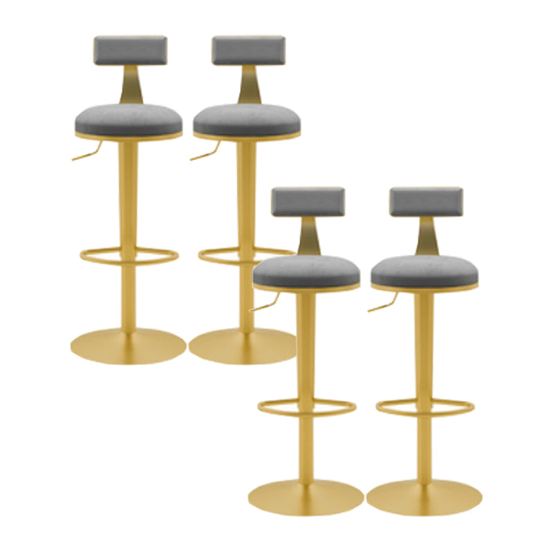 Glam Liftable Backrest Counter Stool Iron Cafe Bar Stool with Cushion and Pedal Light Gray 4 Piece Set Clearhalo 'Bar Furniture' 'Bar Stools' 'bar_stools' 'furn' 'furn_bar_stools' 'Furniture' 'furniture_bar_stools' 'Kitchen & Dining Furniture' 5080243
