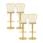 Glam Liftable Backrest Counter Stool Iron Cafe Bar Stool with Cushion and Pedal White 4 Piece Set Clearhalo 'Bar Furniture' 'Bar Stools' 'bar_stools' 'furn' 'furn_bar_stools' 'Furniture' 'furniture_bar_stools' 'Kitchen & Dining Furniture' 5080247