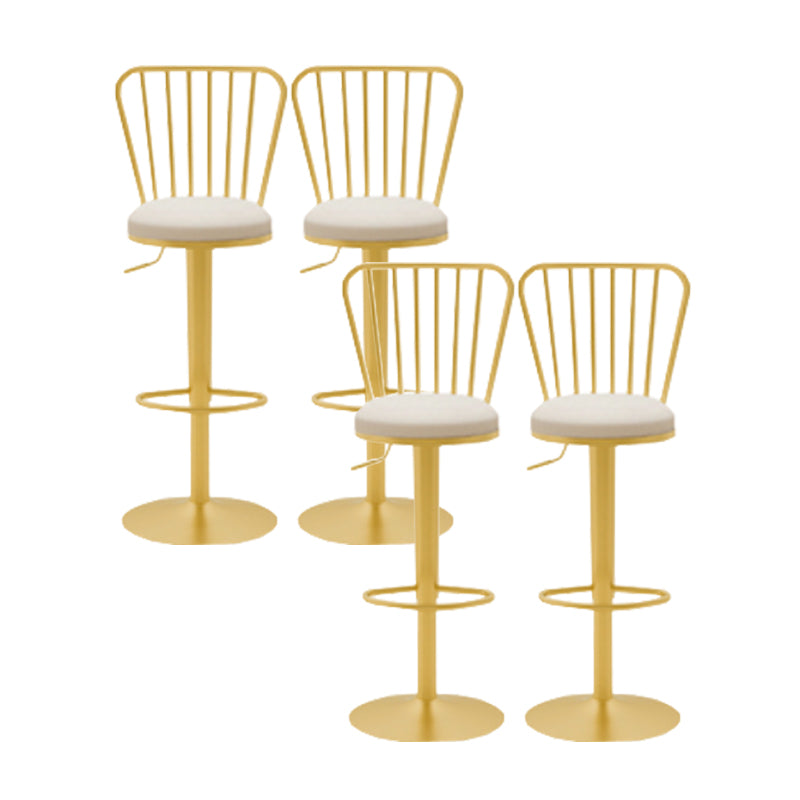 Glam Liftable Backrest Counter Stool Iron Cafe Bar Stool with Cushion and Pedal White 4 Piece Set Clearhalo 'Bar Furniture' 'Bar Stools' 'bar_stools' 'furn' 'furn_bar_stools' 'Furniture' 'furniture_bar_stools' 'Kitchen & Dining Furniture' 5080247