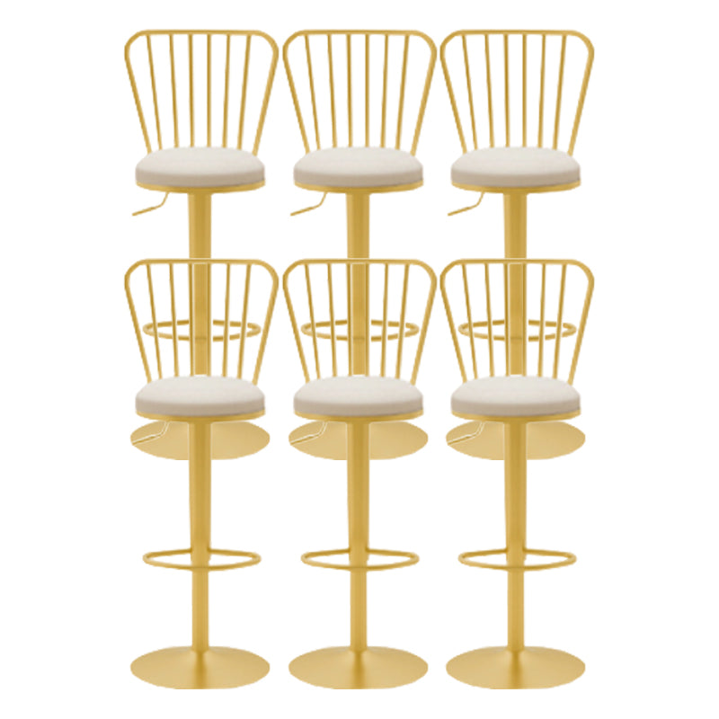 Glam Liftable Backrest Counter Stool Iron Cafe Bar Stool with Cushion and Pedal White 6 Piece Set Clearhalo 'Bar Furniture' 'Bar Stools' 'bar_stools' 'furn' 'furn_bar_stools' 'Furniture' 'furniture_bar_stools' 'Kitchen & Dining Furniture' 5080248