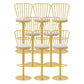 Glam Liftable Backrest Counter Stool Iron Cafe Bar Stool with Cushion and Pedal White 8 Piece Set Clearhalo 'Bar Furniture' 'Bar Stools' 'bar_stools' 'furn' 'furn_bar_stools' 'Furniture' 'furniture_bar_stools' 'Kitchen & Dining Furniture' 5080249