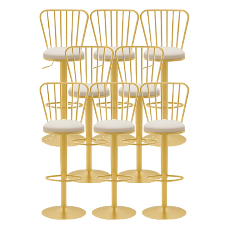 Glam Liftable Backrest Counter Stool Iron Cafe Bar Stool with Cushion and Pedal White 8 Piece Set Clearhalo 'Bar Furniture' 'Bar Stools' 'bar_stools' 'furn' 'furn_bar_stools' 'Furniture' 'furniture_bar_stools' 'Kitchen & Dining Furniture' 5080249