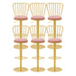 Glam Liftable Backrest Counter Stool Iron Cafe Bar Stool with Cushion and Pedal Pink 6 Piece Set Clearhalo 'Bar Furniture' 'Bar Stools' 'bar_stools' 'furn' 'furn_bar_stools' 'Furniture' 'furniture_bar_stools' 'Kitchen & Dining Furniture' 5080252