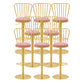 Glam Liftable Backrest Counter Stool Iron Cafe Bar Stool with Cushion and Pedal Pink 8 Piece Set Clearhalo 'Bar Furniture' 'Bar Stools' 'bar_stools' 'furn' 'furn_bar_stools' 'Furniture' 'furniture_bar_stools' 'Kitchen & Dining Furniture' 5080253
