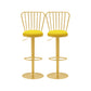 Glam Liftable Backrest Counter Stool Iron Cafe Bar Stool with Cushion and Pedal Yellow 2 Piece Set Clearhalo 'Bar Furniture' 'Bar Stools' 'bar_stools' 'furn' 'furn_bar_stools' 'Furniture' 'furniture_bar_stools' 'Kitchen & Dining Furniture' 5080254