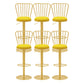 Glam Liftable Backrest Counter Stool Iron Cafe Bar Stool with Cushion and Pedal Yellow 6 Piece Set Clearhalo 'Bar Furniture' 'Bar Stools' 'bar_stools' 'furn' 'furn_bar_stools' 'Furniture' 'furniture_bar_stools' 'Kitchen & Dining Furniture' 5080256