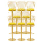 Glam Liftable Backrest Counter Stool Iron Cafe Bar Stool with Cushion and Pedal Yellow 8 Piece Set Clearhalo 'Bar Furniture' 'Bar Stools' 'bar_stools' 'furn' 'furn_bar_stools' 'Furniture' 'furniture_bar_stools' 'Kitchen & Dining Furniture' 5080257