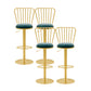 Glam Liftable Backrest Counter Stool Iron Cafe Bar Stool with Cushion and Pedal Blue 4 Piece Set Clearhalo 'Bar Furniture' 'Bar Stools' 'bar_stools' 'furn' 'furn_bar_stools' 'Furniture' 'furniture_bar_stools' 'Kitchen & Dining Furniture' 5080259
