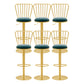 Glam Liftable Backrest Counter Stool Iron Cafe Bar Stool with Cushion and Pedal Blue 6 Piece Set Clearhalo 'Bar Furniture' 'Bar Stools' 'bar_stools' 'furn' 'furn_bar_stools' 'Furniture' 'furniture_bar_stools' 'Kitchen & Dining Furniture' 5080260