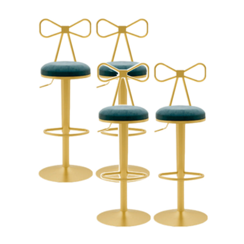 Glam Liftable Backrest Counter Stool Iron Cafe Bar Stool with Cushion and Pedal Sky Blue 4 Piece Set Clearhalo 'Bar Furniture' 'Bar Stools' 'bar_stools' 'furn' 'furn_bar_stools' 'Furniture' 'furniture_bar_stools' 'Kitchen & Dining Furniture' 5080263