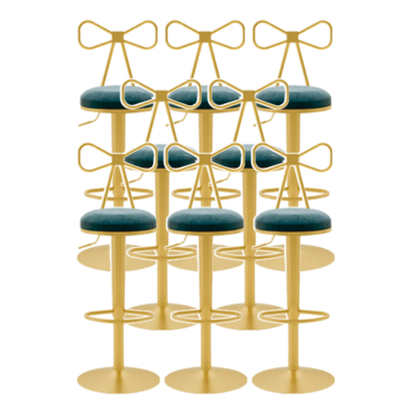 Glam Liftable Backrest Counter Stool Iron Cafe Bar Stool with Cushion and Pedal Sky Blue 8 Piece Set Clearhalo 'Bar Furniture' 'Bar Stools' 'bar_stools' 'furn' 'furn_bar_stools' 'Furniture' 'furniture_bar_stools' 'Kitchen & Dining Furniture' 5080265