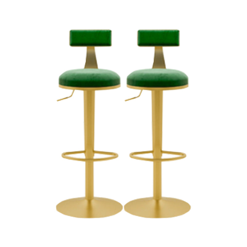 Glam Liftable Backrest Counter Stool Iron Cafe Bar Stool with Cushion and Pedal Green 2 Piece Set Clearhalo 'Bar Furniture' 'Bar Stools' 'bar_stools' 'furn' 'furn_bar_stools' 'Furniture' 'furniture_bar_stools' 'Kitchen & Dining Furniture' 5080266
