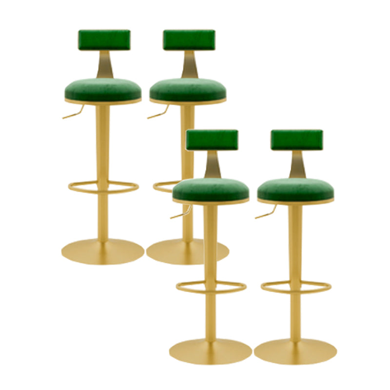 Glam Liftable Backrest Counter Stool Iron Cafe Bar Stool with Cushion and Pedal Green 4 Piece Set Clearhalo 'Bar Furniture' 'Bar Stools' 'bar_stools' 'furn' 'furn_bar_stools' 'Furniture' 'furniture_bar_stools' 'Kitchen & Dining Furniture' 5080267