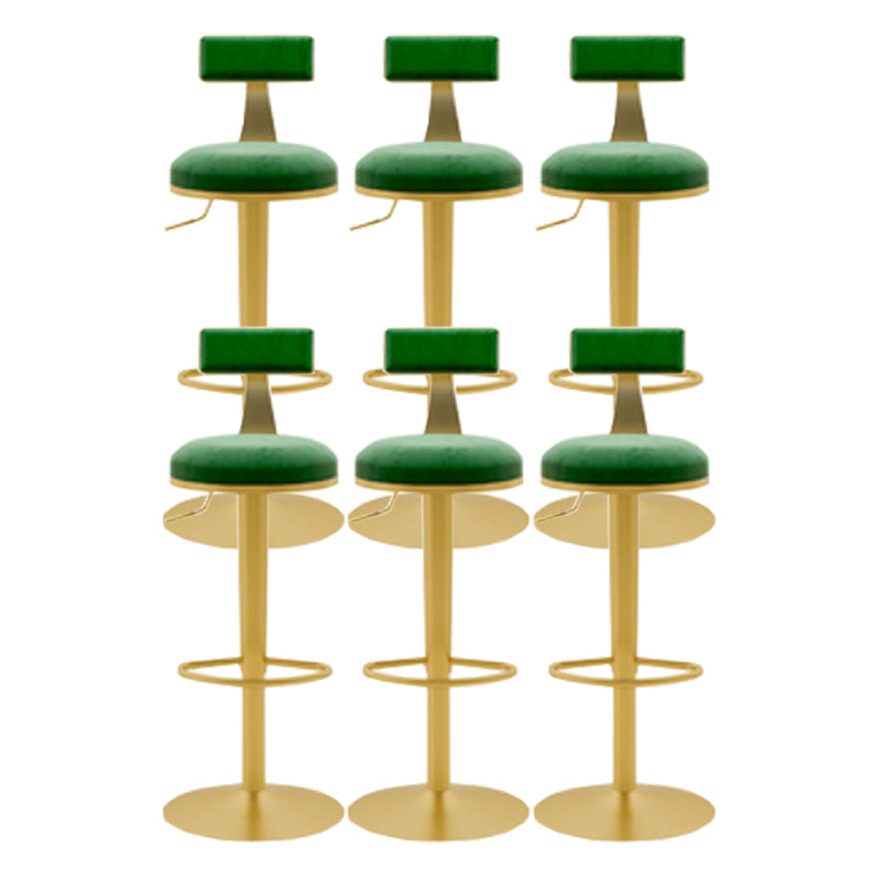 Glam Liftable Backrest Counter Stool Iron Cafe Bar Stool with Cushion and Pedal Green 6 Piece Set Clearhalo 'Bar Furniture' 'Bar Stools' 'bar_stools' 'furn' 'furn_bar_stools' 'Furniture' 'furniture_bar_stools' 'Kitchen & Dining Furniture' 5080268