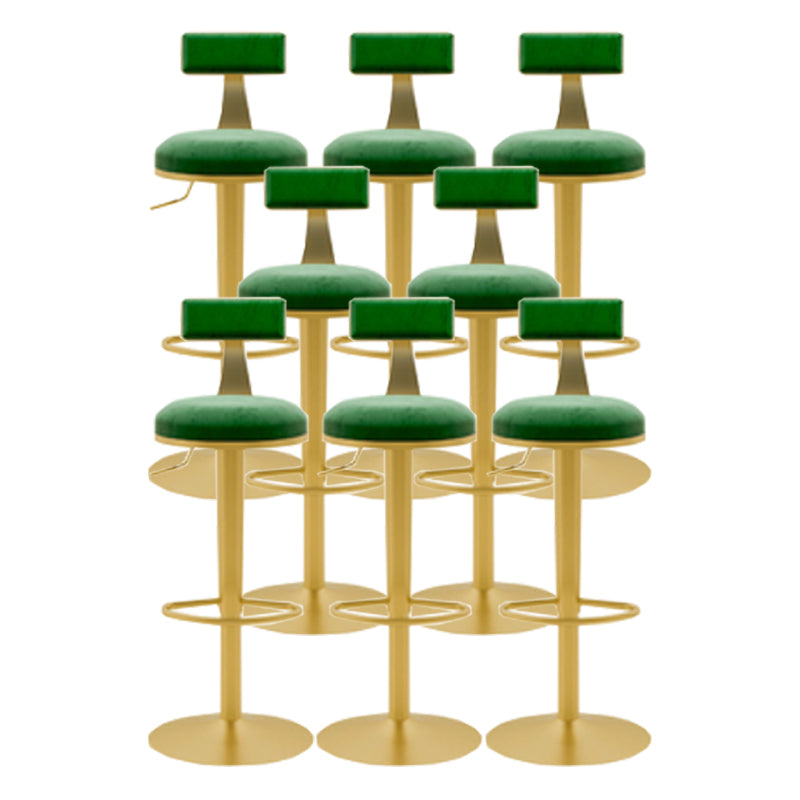 Glam Liftable Backrest Counter Stool Iron Cafe Bar Stool with Cushion and Pedal Green 8 Piece Set Clearhalo 'Bar Furniture' 'Bar Stools' 'bar_stools' 'furn' 'furn_bar_stools' 'Furniture' 'furniture_bar_stools' 'Kitchen & Dining Furniture' 5080269