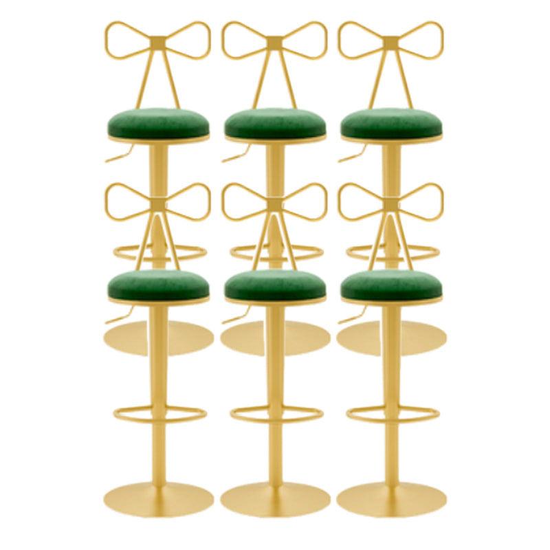 Glam Liftable Backrest Counter Stool Iron Cafe Bar Stool with Cushion and Pedal Light Green 6 Piece Set Clearhalo 'Bar Furniture' 'Bar Stools' 'bar_stools' 'furn' 'furn_bar_stools' 'Furniture' 'furniture_bar_stools' 'Kitchen & Dining Furniture' 5080272