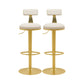 Glam Liftable Backrest Counter Stool Iron Cafe Bar Stool with Cushion and Pedal Gloss White 2 Piece Set Clearhalo 'Bar Furniture' 'Bar Stools' 'bar_stools' 'furn' 'furn_bar_stools' 'Furniture' 'furniture_bar_stools' 'Kitchen & Dining Furniture' 5080274
