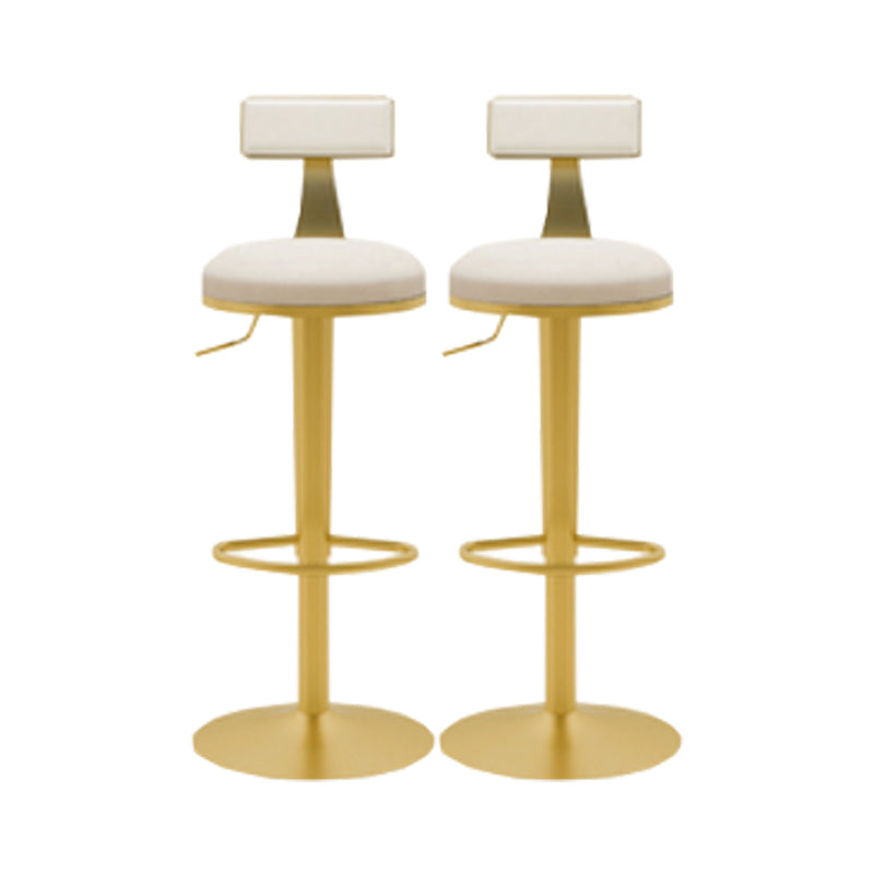 Glam Liftable Backrest Counter Stool Iron Cafe Bar Stool with Cushion and Pedal Gloss White 2 Piece Set Clearhalo 'Bar Furniture' 'Bar Stools' 'bar_stools' 'furn' 'furn_bar_stools' 'Furniture' 'furniture_bar_stools' 'Kitchen & Dining Furniture' 5080274