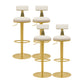 Glam Liftable Backrest Counter Stool Iron Cafe Bar Stool with Cushion and Pedal Gloss White 4 Piece Set Clearhalo 'Bar Furniture' 'Bar Stools' 'bar_stools' 'furn' 'furn_bar_stools' 'Furniture' 'furniture_bar_stools' 'Kitchen & Dining Furniture' 5080275