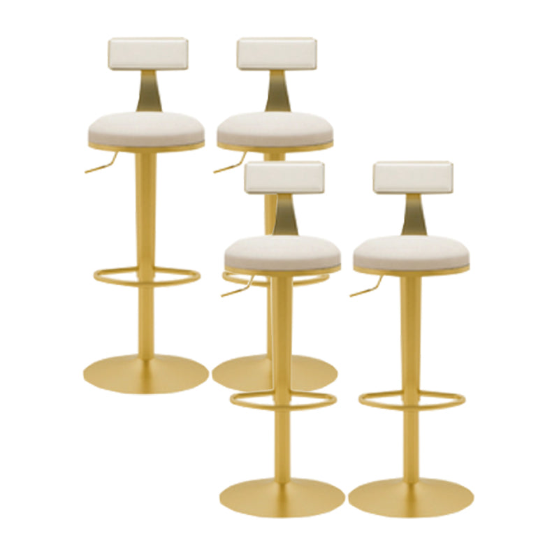 Glam Liftable Backrest Counter Stool Iron Cafe Bar Stool with Cushion and Pedal Gloss White 4 Piece Set Clearhalo 'Bar Furniture' 'Bar Stools' 'bar_stools' 'furn' 'furn_bar_stools' 'Furniture' 'furniture_bar_stools' 'Kitchen & Dining Furniture' 5080275