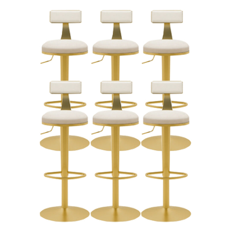Glam Liftable Backrest Counter Stool Iron Cafe Bar Stool with Cushion and Pedal Gloss White 6 Piece Set Clearhalo 'Bar Furniture' 'Bar Stools' 'bar_stools' 'furn' 'furn_bar_stools' 'Furniture' 'furniture_bar_stools' 'Kitchen & Dining Furniture' 5080276
