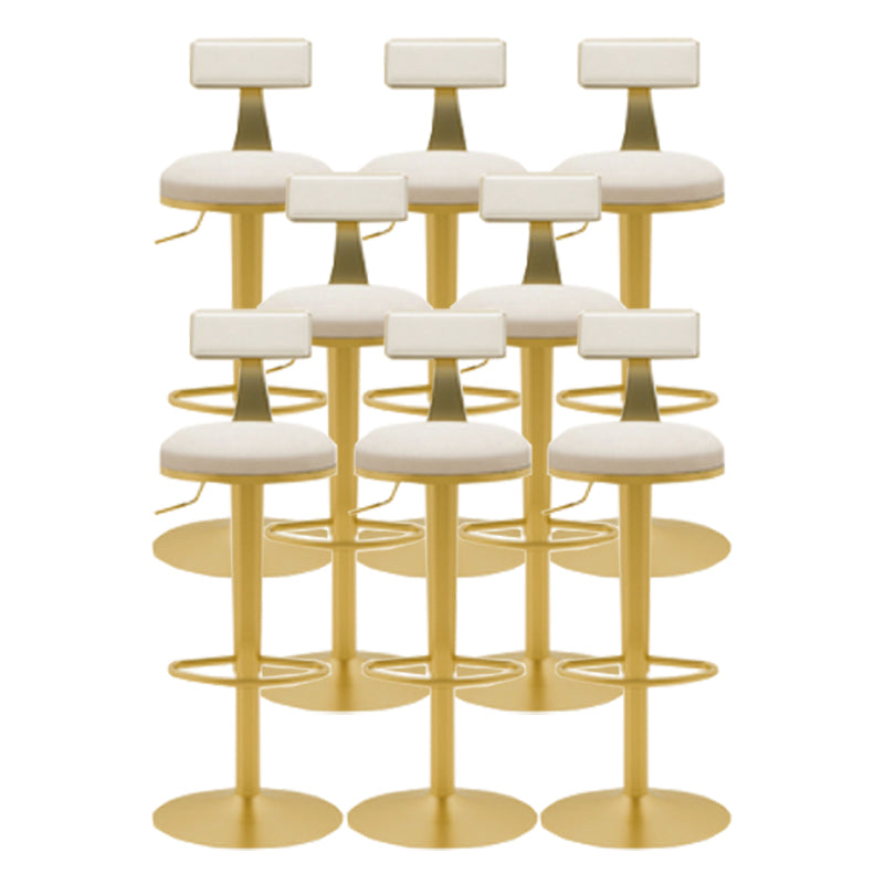 Glam Liftable Backrest Counter Stool Iron Cafe Bar Stool with Cushion and Pedal Gloss White 8 Piece Set Clearhalo 'Bar Furniture' 'Bar Stools' 'bar_stools' 'furn' 'furn_bar_stools' 'Furniture' 'furniture_bar_stools' 'Kitchen & Dining Furniture' 5080277