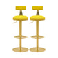 Glam Liftable Backrest Counter Stool Iron Cafe Bar Stool with Cushion and Pedal Light Yellow 2 Piece Set Clearhalo 'Bar Furniture' 'Bar Stools' 'bar_stools' 'furn' 'furn_bar_stools' 'Furniture' 'furniture_bar_stools' 'Kitchen & Dining Furniture' 5080282