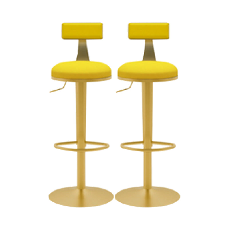 Glam Liftable Backrest Counter Stool Iron Cafe Bar Stool with Cushion and Pedal Light Yellow 2 Piece Set Clearhalo 'Bar Furniture' 'Bar Stools' 'bar_stools' 'furn' 'furn_bar_stools' 'Furniture' 'furniture_bar_stools' 'Kitchen & Dining Furniture' 5080282