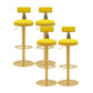Glam Liftable Backrest Counter Stool Iron Cafe Bar Stool with Cushion and Pedal Light Yellow 4 Piece Set Clearhalo 'Bar Furniture' 'Bar Stools' 'bar_stools' 'furn' 'furn_bar_stools' 'Furniture' 'furniture_bar_stools' 'Kitchen & Dining Furniture' 5080283