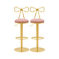 Glam Liftable Backrest Counter Stool Iron Cafe Bar Stool with Cushion and Pedal Nude Pink 2 Piece Set Clearhalo 'Bar Furniture' 'Bar Stools' 'bar_stools' 'furn' 'furn_bar_stools' 'Furniture' 'furniture_bar_stools' 'Kitchen & Dining Furniture' 5080286