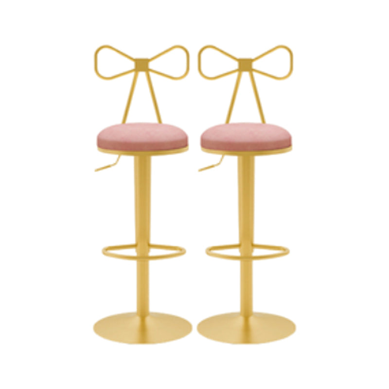 Glam Liftable Backrest Counter Stool Iron Cafe Bar Stool with Cushion and Pedal Nude Pink 2 Piece Set Clearhalo 'Bar Furniture' 'Bar Stools' 'bar_stools' 'furn' 'furn_bar_stools' 'Furniture' 'furniture_bar_stools' 'Kitchen & Dining Furniture' 5080286