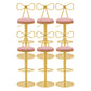 Glam Liftable Backrest Counter Stool Iron Cafe Bar Stool with Cushion and Pedal Nude Pink 6 Piece Set Clearhalo 'Bar Furniture' 'Bar Stools' 'bar_stools' 'furn' 'furn_bar_stools' 'Furniture' 'furniture_bar_stools' 'Kitchen & Dining Furniture' 5080288