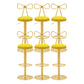 Glam Liftable Backrest Counter Stool Iron Cafe Bar Stool with Cushion and Pedal Dark Yellow 6 Piece Set Clearhalo 'Bar Furniture' 'Bar Stools' 'bar_stools' 'furn' 'furn_bar_stools' 'Furniture' 'furniture_bar_stools' 'Kitchen & Dining Furniture' 5080296