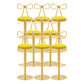 Glam Liftable Backrest Counter Stool Iron Cafe Bar Stool with Cushion and Pedal Dark Yellow 8 Piece Set Clearhalo 'Bar Furniture' 'Bar Stools' 'bar_stools' 'furn' 'furn_bar_stools' 'Furniture' 'furniture_bar_stools' 'Kitchen & Dining Furniture' 5080297