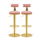 Glam Liftable Backrest Counter Stool Iron Cafe Bar Stool with Cushion and Pedal Light Pink 2 Piece Set Clearhalo 'Bar Furniture' 'Bar Stools' 'bar_stools' 'furn' 'furn_bar_stools' 'Furniture' 'furniture_bar_stools' 'Kitchen & Dining Furniture' 5080298