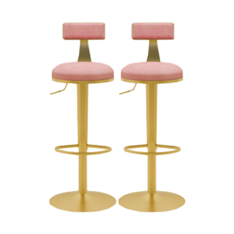 Glam Liftable Backrest Counter Stool Iron Cafe Bar Stool with Cushion and Pedal Light Pink 2 Piece Set Clearhalo 'Bar Furniture' 'Bar Stools' 'bar_stools' 'furn' 'furn_bar_stools' 'Furniture' 'furniture_bar_stools' 'Kitchen & Dining Furniture' 5080298