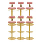 Glam Liftable Backrest Counter Stool Iron Cafe Bar Stool with Cushion and Pedal Light Pink 6 Piece Set Clearhalo 'Bar Furniture' 'Bar Stools' 'bar_stools' 'furn' 'furn_bar_stools' 'Furniture' 'furniture_bar_stools' 'Kitchen & Dining Furniture' 5080300