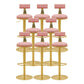 Glam Liftable Backrest Counter Stool Iron Cafe Bar Stool with Cushion and Pedal Light Pink 8 Piece Set Clearhalo 'Bar Furniture' 'Bar Stools' 'bar_stools' 'furn' 'furn_bar_stools' 'Furniture' 'furniture_bar_stools' 'Kitchen & Dining Furniture' 5080301