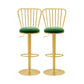 Glam Liftable Backrest Counter Stool Iron Cafe Bar Stool with Cushion and Pedal Blackish Green 2 Piece Set Clearhalo 'Bar Furniture' 'Bar Stools' 'bar_stools' 'furn' 'furn_bar_stools' 'Furniture' 'furniture_bar_stools' 'Kitchen & Dining Furniture' 5080302