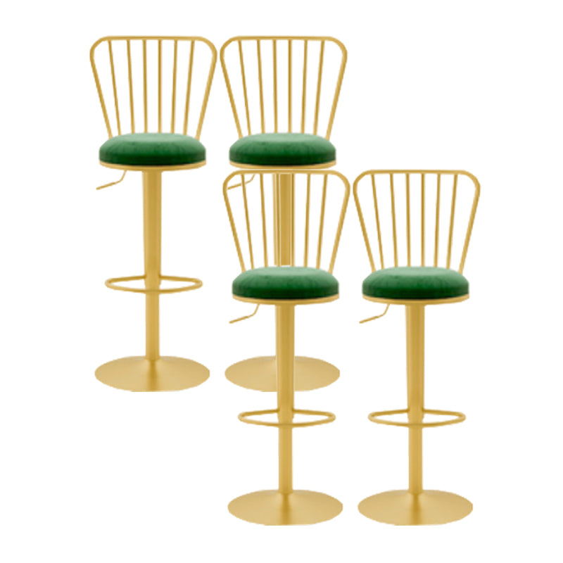 Glam Liftable Backrest Counter Stool Iron Cafe Bar Stool with Cushion and Pedal Blackish Green 4 Piece Set Clearhalo 'Bar Furniture' 'Bar Stools' 'bar_stools' 'furn' 'furn_bar_stools' 'Furniture' 'furniture_bar_stools' 'Kitchen & Dining Furniture' 5080303