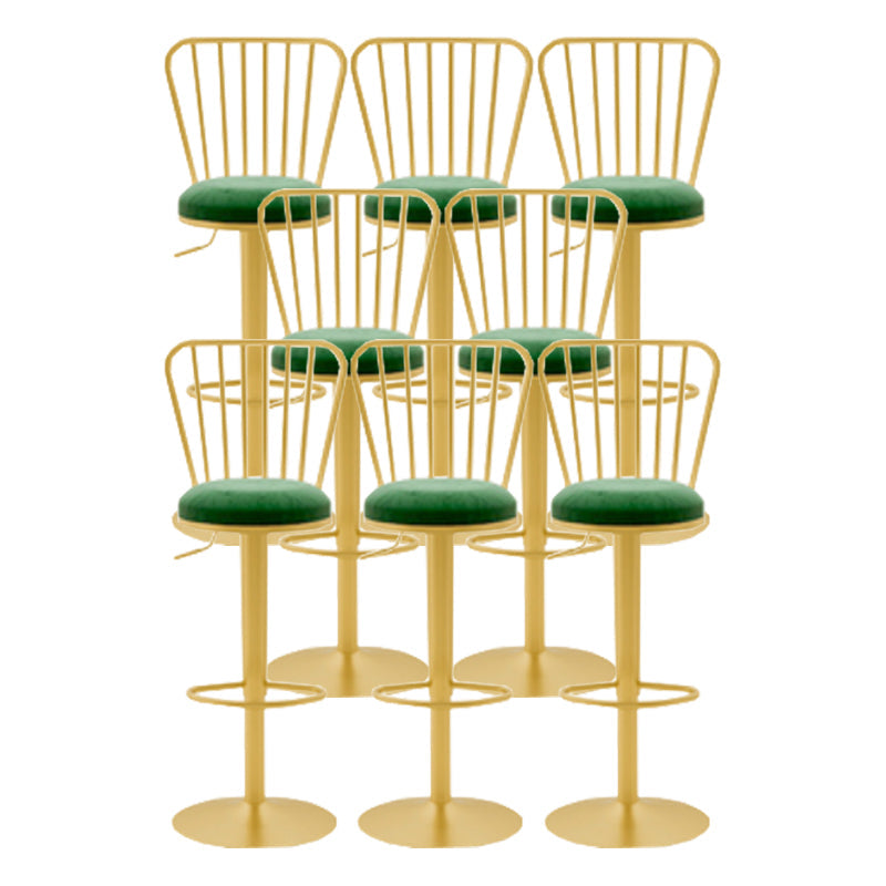 Glam Liftable Backrest Counter Stool Iron Cafe Bar Stool with Cushion and Pedal Blackish Green 8 Piece Set Clearhalo 'Bar Furniture' 'Bar Stools' 'bar_stools' 'furn' 'furn_bar_stools' 'Furniture' 'furniture_bar_stools' 'Kitchen & Dining Furniture' 5080305