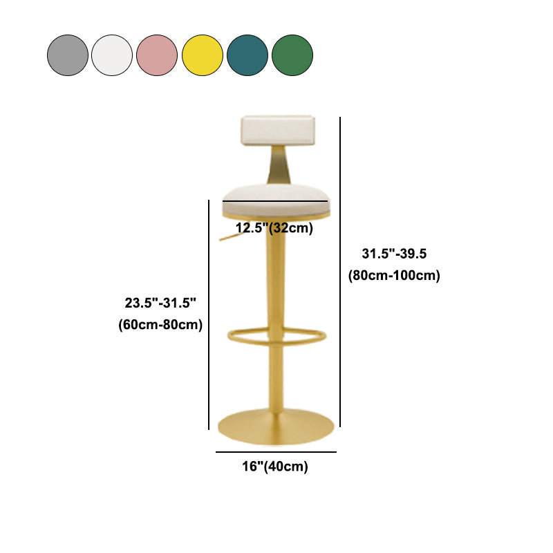 Glam Liftable Backrest Counter Stool Iron Cafe Bar Stool with Cushion and Pedal Clearhalo 'Bar Furniture' 'Bar Stools' 'bar_stools' 'furn' 'furn_bar_stools' 'Furniture' 'furniture_bar_stools' 'Kitchen & Dining Furniture' 5080307