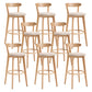 Scandinavian Matte Finish Solid Wood Bar Stool Dessert Shop Footrest Stool Khaki Natural 8 Piece Set Clearhalo 'Bar Furniture' 'Bar Stools' 'bar_stools' 'furn' 'furn_bar_stools' 'Furniture' 'furniture_bar_stools' 'Kitchen & Dining Furniture' 5080315