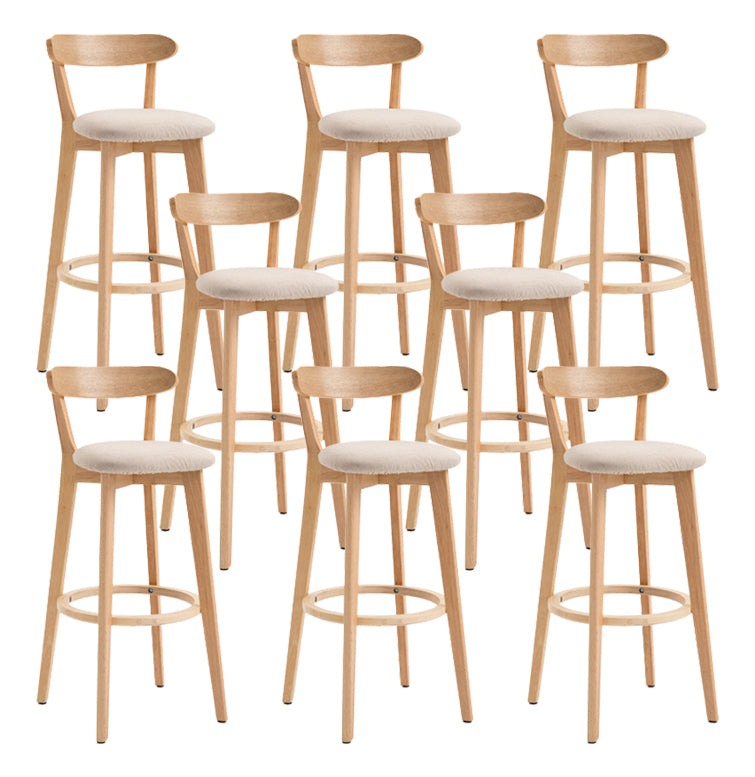 Scandinavian Matte Finish Solid Wood Bar Stool Dessert Shop Footrest Stool Khaki Natural 8 Piece Set Clearhalo 'Bar Furniture' 'Bar Stools' 'bar_stools' 'furn' 'furn_bar_stools' 'Furniture' 'furniture_bar_stools' 'Kitchen & Dining Furniture' 5080315